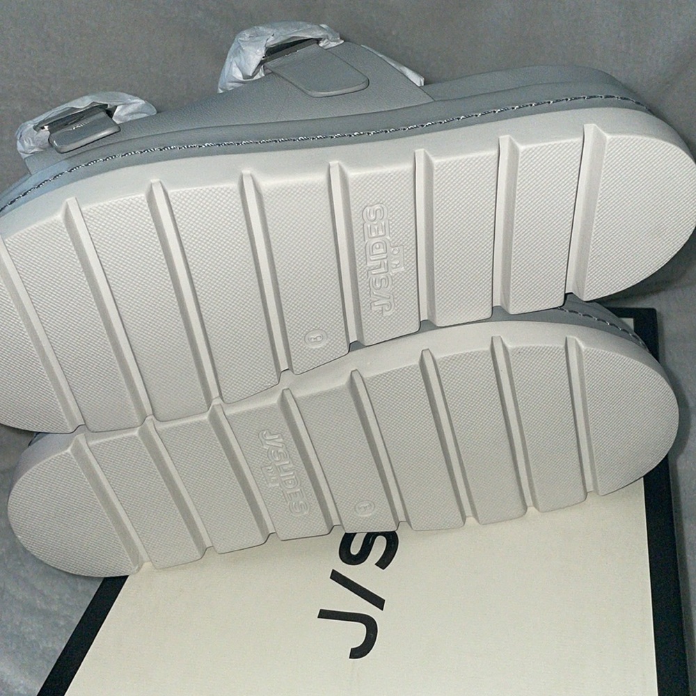 NWT J/SLIDES BAHA Light Grey Leather Sandal - Picture 13 of 14